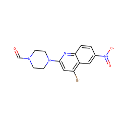O=CN1CCN(c2cc(Br)c3cc([N+](=O)[O-])ccc3n2)CC1 ZINC000027886571