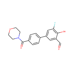 O=Cc1cc(-c2ccc(C(=O)N3CCOCC3)cc2)cc(F)c1O ZINC000169699754