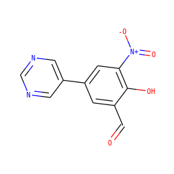 O=Cc1cc(-c2cncnc2)cc([N+](=O)[O-])c1O ZINC000169699622