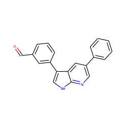 O=Cc1cccc(-c2c[nH]c3ncc(-c4ccccc4)cc23)c1 ZINC001772637984