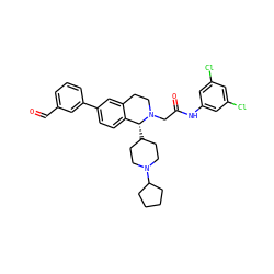 O=Cc1cccc(-c2ccc3c(c2)CCN(CC(=O)Nc2cc(Cl)cc(Cl)c2)[C@@H]3C2CCN(C3CCCC3)CC2)c1 ZINC000036351662