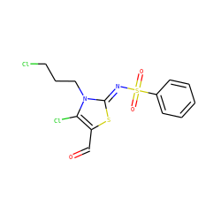 O=Cc1s/c(=N\S(=O)(=O)c2ccccc2)n(CCCCl)c1Cl ZINC000084558643