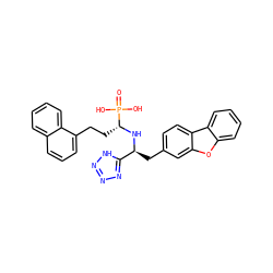 O=P(O)(O)[C@@H](CCc1cccc2ccccc12)N[C@@H](Cc1ccc2c(c1)oc1ccccc12)c1nnn[nH]1 ZINC000027553930