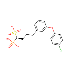 O=P(O)(O)[C@H](CCCc1cccc(Oc2ccc(Cl)cc2)c1)S(=O)(=O)O ZINC000040899485