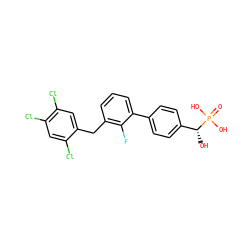 O=P(O)(O)[C@H](O)c1ccc(-c2cccc(Cc3cc(Cl)c(Cl)cc3Cl)c2F)cc1 ZINC001772581102