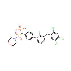 O=P(O)(O)[C@H](c1ccc(-c2cccc(Cc3cc(Cl)c(Cl)cc3Cl)c2F)cc1)S(=O)(=O)N1CCOCC1 ZINC001772626847