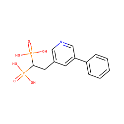 O=P(O)(O)C(Cc1cncc(-c2ccccc2)c1)P(=O)(O)O ZINC000084652826