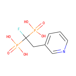 O=P(O)(O)C(F)(Cc1cccnc1)P(=O)(O)O ZINC000028866114