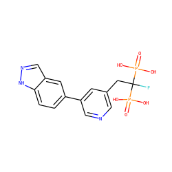 O=P(O)(O)C(F)(Cc1cncc(-c2ccc3[nH]ncc3c2)c1)P(=O)(O)O ZINC000064548777