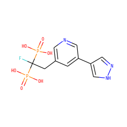 O=P(O)(O)C(F)(Cc1cncc(-c2cn[nH]c2)c1)P(=O)(O)O ZINC000064548618