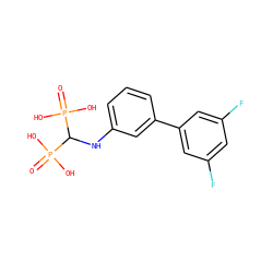 O=P(O)(O)C(Nc1cccc(-c2cc(F)cc(F)c2)c1)P(=O)(O)O ZINC000013673736