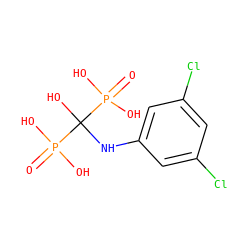 O=P(O)(O)C(O)(Nc1cc(Cl)cc(Cl)c1)P(=O)(O)O ZINC000013529716