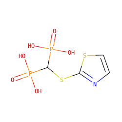 O=P(O)(O)C(Sc1nccs1)P(=O)(O)O ZINC000026748627
