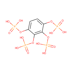 O=P(O)(O)Oc1ccc(OP(=O)(O)O)c(OP(=O)(O)O)c1OP(=O)(O)O ZINC000016052552