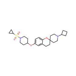 O=S(=O)(C1CC1)N1CCC(Oc2ccc3c(c2)CCC2(CCN(C4CCC4)CC2)O3)CC1 ZINC000084597085