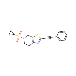 O=S(=O)(C1CC1)N1CCc2nc(C#Cc3ccccc3)sc2C1 ZINC000096272998