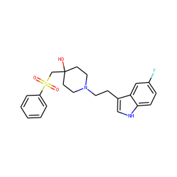 O=S(=O)(CC1(O)CCN(CCc2c[nH]c3ccc(F)cc23)CC1)c1ccccc1 ZINC000000833170