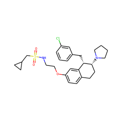 O=S(=O)(CC1CC1)NCCOc1ccc2c(c1)[C@H](Cc1cccc(Cl)c1)[C@H](N1CCCC1)CC2 ZINC000141841915
