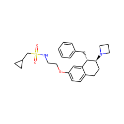 O=S(=O)(CC1CC1)NCCOc1ccc2c(c1)[C@H](Cc1ccccc1)[C@@H](N1CCC1)CC2 ZINC000088260785