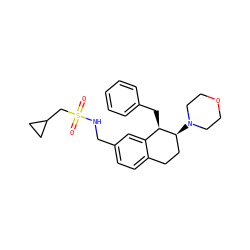 O=S(=O)(CC1CC1)NCc1ccc2c(c1)[C@@H](Cc1ccccc1)[C@@H](N1CCOCC1)CC2 ZINC000088261043