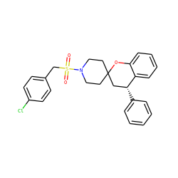 O=S(=O)(Cc1ccc(Cl)cc1)N1CCC2(CC1)C[C@@H](c1ccccc1)c1ccccc1O2 ZINC000040972507