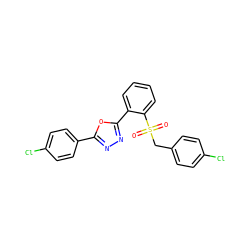 O=S(=O)(Cc1ccc(Cl)cc1)c1ccccc1-c1nnc(-c2ccc(Cl)cc2)o1 ZINC000008666765
