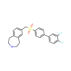 O=S(=O)(Cc1ccc2c(c1)CCNCC2)c1ccc(-c2ccc(F)c(F)c2)cc1 ZINC000049792592