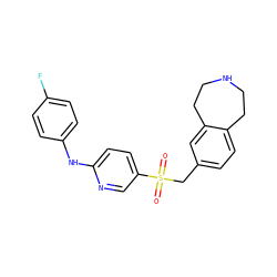 O=S(=O)(Cc1ccc2c(c1)CCNCC2)c1ccc(Nc2ccc(F)cc2)nc1 ZINC000049785376