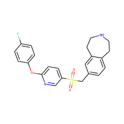O=S(=O)(Cc1ccc2c(c1)CCNCC2)c1ccc(Oc2ccc(F)cc2)nc1 ZINC000049110793