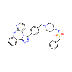 O=S(=O)(Cc1ccccc1)NC1CCN(Cc2ccc(-c3nnc4n3-c3cccnc3Nc3ccccc3-4)cc2)CC1 ZINC000096174085