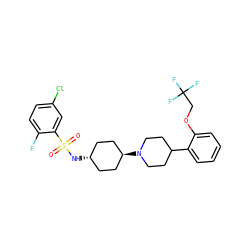 O=S(=O)(N[C@H]1CC[C@H](N2CCC(c3ccccc3OCC(F)(F)F)CC2)CC1)c1cc(Cl)ccc1F ZINC000101132180