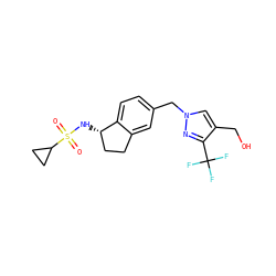 O=S(=O)(N[C@H]1CCc2cc(Cn3cc(CO)c(C(F)(F)F)n3)ccc21)C1CC1 ZINC000066258700