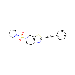 O=S(=O)(N1CCCC1)N1CCc2nc(C#Cc3ccccc3)sc2C1 ZINC000096272997