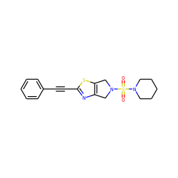 O=S(=O)(N1CCCCC1)N1Cc2nc(C#Cc3ccccc3)sc2C1 ZINC000096273020