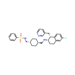 O=S(=O)(NC[C@H]1CC[C@H](CN[C@H]2CCc3cc(F)ccc3[C@H]2Cc2cccnc2)CC1)c1ccccc1 ZINC000299847475