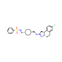 O=S(=O)(NC[C@H]1CC[C@H](CNC2=N[C@H]3CCc4cc(Cl)ccc4[C@@H]3C2)CC1)c1ccccc1 ZINC000253706626