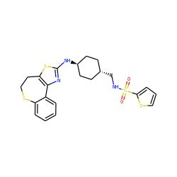 O=S(=O)(NC[C@H]1CC[C@H](Nc2nc3c(s2)CCSc2ccccc2-3)CC1)c1cccs1 ZINC000254134080
