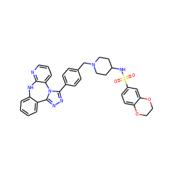 O=S(=O)(NC1CCN(Cc2ccc(-c3nnc4n3-c3cccnc3Nc3ccccc3-4)cc2)CC1)c1ccc2c(c1)OCCO2 ZINC000096174089