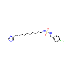 O=S(=O)(NCCCCCCCCCCc1c[nH]cn1)NCc1ccc(Cl)cc1 ZINC000026839360
