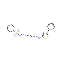 O=S(=O)(NCCCCCNc1nc(-c2ccccn2)cs1)C1CCCCC1 ZINC000073167496