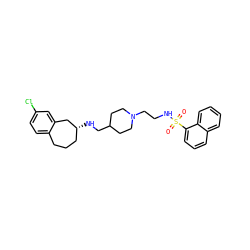 O=S(=O)(NCCN1CCC(CN[C@@H]2CCCc3ccc(Cl)cc3C2)CC1)c1cccc2ccccc12 ZINC000013439459