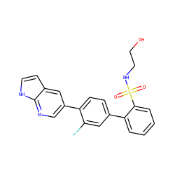 O=S(=O)(NCCO)c1ccccc1-c1ccc(-c2cnc3[nH]ccc3c2)c(F)c1 ZINC000224774619