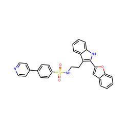O=S(=O)(NCCc1c(-c2cc3ccccc3o2)[nH]c2ccccc12)c1ccc(-c2ccncc2)cc1 ZINC000014978410