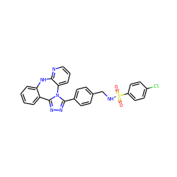 O=S(=O)(NCc1ccc(-c2nnc3n2-c2cccnc2Nc2ccccc2-3)cc1)c1ccc(Cl)cc1 ZINC000096174052