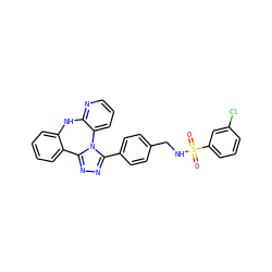 O=S(=O)(NCc1ccc(-c2nnc3n2-c2cccnc2Nc2ccccc2-3)cc1)c1cccc(Cl)c1 ZINC000096174049