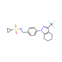 O=S(=O)(NCc1ccc(-n2nc(C(F)(F)F)c3c2CCCC3)cc1)C1CC1 ZINC000066113007