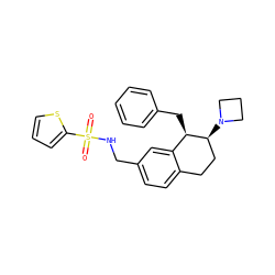 O=S(=O)(NCc1ccc2c(c1)[C@@H](Cc1ccccc1)[C@@H](N1CCC1)CC2)c1cccs1 ZINC000088261027