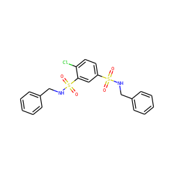 O=S(=O)(NCc1ccccc1)c1ccc(Cl)c(S(=O)(=O)NCc2ccccc2)c1 ZINC000001197005