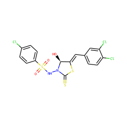 O=S(=O)(NN1C(=S)S/C(=C\c2ccc(Cl)c(Cl)c2)[C@@H]1O)c1ccc(Cl)cc1 ZINC000028568979