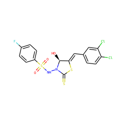O=S(=O)(NN1C(=S)S/C(=C\c2ccc(Cl)c(Cl)c2)[C@@H]1O)c1ccc(F)cc1 ZINC000028569158